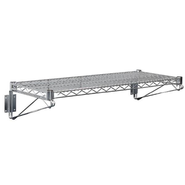 Vogue Gitterwandregal mit Halterungen 122cm breit, Chrom-Nickel-Stahl, U202