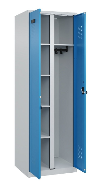 C+P Wäsche-/Garderobenspind Evolo PLUS, 2 Abteile, 1850x600x500mm, 7035/5012, Drehriegel, 049600-20 S10007