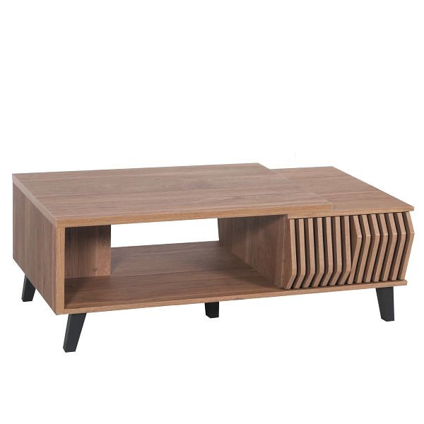 Mendler Couchtisch HWC-M45, Wohnzimmertisch Beistelltisch Sofatisch, 3D-Design Schubladen 44x120x65cm, braun, 104618+104619