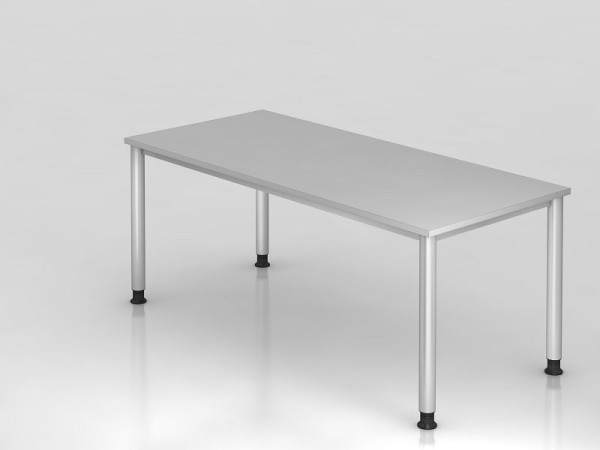 Hammerbacher Schreibtisch 4 Fuß rund 180x80cm Grau/Silber, Rechteckform, VHS19/5/S