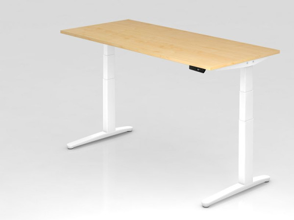 Hammerbacher Sitz-Steh-Schreibtisch elektrisch 180x80cm Ahorn/Weiß, Rechteckform, VXBHM19/3/WW