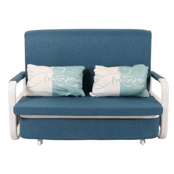 Mendler Schlafsofa HWC-M83, Schlafcouch Couch Sofa, Schlaffunktion Bettkasten Liegefläche, 130x185cm, Stoff/Textil dunkelblau, 105527