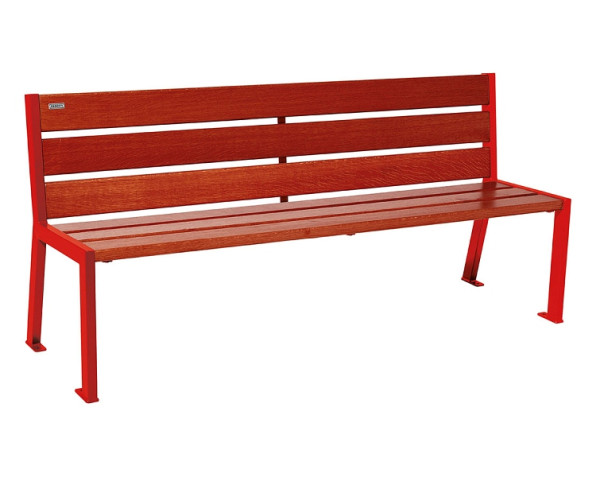 Procity Sitzbank Silaos 6 Holzlatten, 1800 mm, Ohne Armlehne, Holz & Stahl, Mahagoni/RAL 3020, 209602.3020.ACAJ