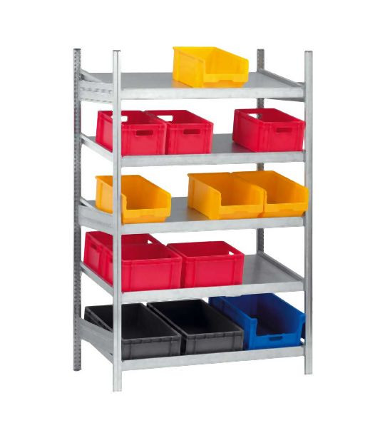 hofe Anbauregal, zerlegt, - Bereitstellregal - 2000 x 1200 x 1300 mm, verzinkt mit 5 Fachebenen, HZA201213K4