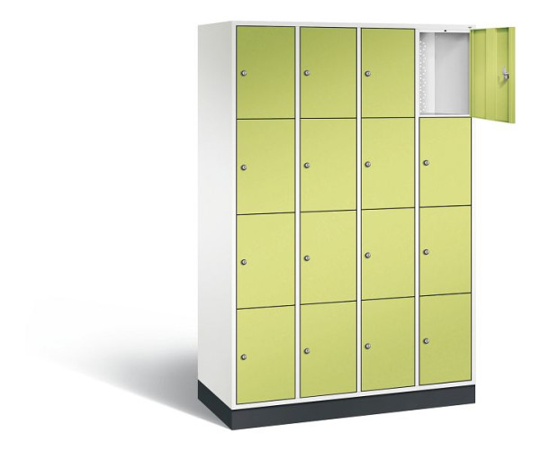 C+P Schließfachschrank Intro, H1950xB1220xT490mm, Farbe: Verkehrsweiß / Viridingrün, 8470-401 S10167
