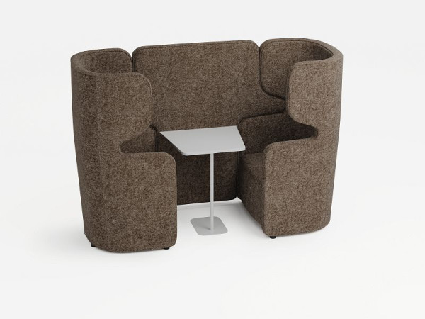 Bisley Vivo 2er-Set, gegenüberliegende Sessel mit hoher Rückenlehne, Farbe: braungrau, ohne Zubehör, inkl. Tisch weiß, VIVH2SETXPWM0103TABW