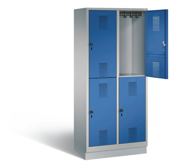 C+P Spind doppelstöckig Evolo, H1800xB810xT500mm, Farbe: Weißaluminium / Enzianblau, 48320-22 S10424