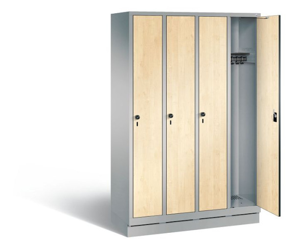 C+P Garderobenschrank Evolo, H1800xB1190xT500mm, Farbe: Weißaluminium / Dekor Donau-Ahorn, 48020-40 S11088