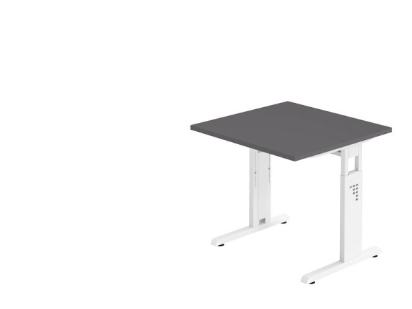 Hammerbacher Schreibtisch C-Fuß 80x80cm Graphit/Weiß, Arbeitshöhe 65-85 cm, VOS08/G/W