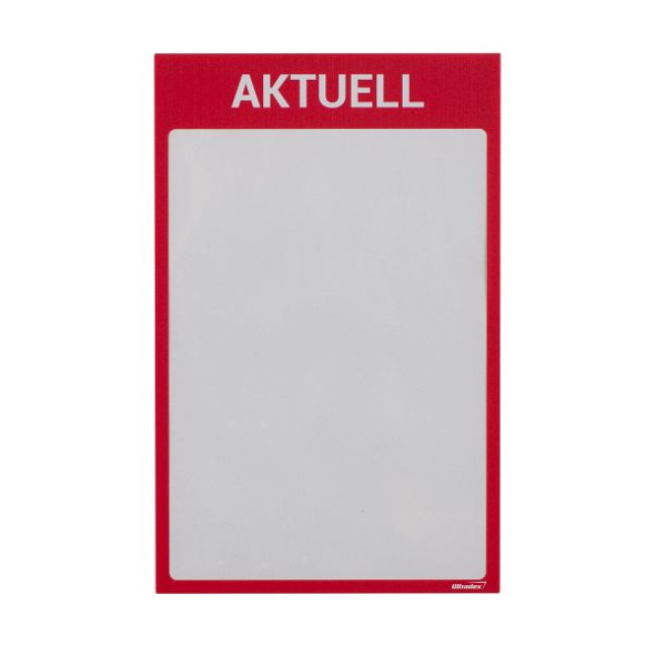 Ultradex Infotasche mit Überschrift "AKTUELL", A4, magnetisch rot, VE: 5 Stück, 8890A05
