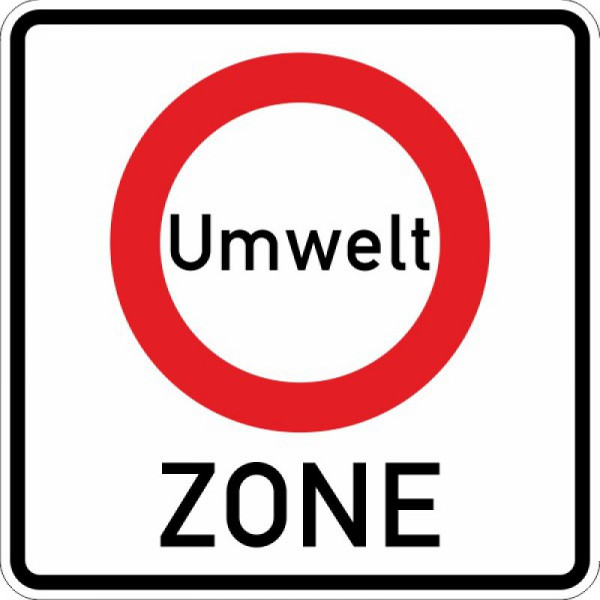 Stein HGS Beginn Verkehrsverbotszone, Verminderung schädl. Luftverunreinigungen, Nr.270.1, 600 x 600 mm, RA1, Flachform 2 mm, 270.1-111