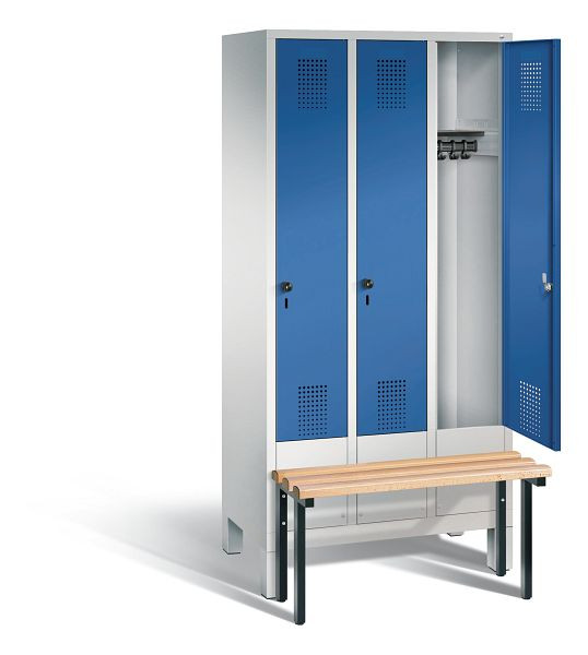 C+P Garderobenschrank Evolo, H1850xB900xT815mm, Farbe: Lichtgrau / Enzianblau, 48030-30 S10041