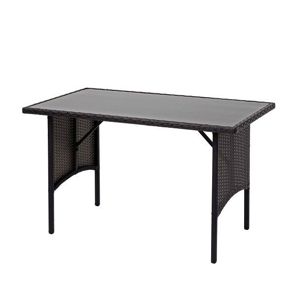 Mendler Poly-Rattan Esstisch HWC-G16, Esszimmertisch Gartentisch Tisch, Gastronomie 112x60cm, schwarz, 70870