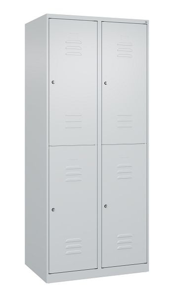 C+P Doppelstöckiger Spind Classic PLUS, 2 Abteile, 1850x800x500mm, 7035/7035, Zylinderschlösser, 080300-22 S10017