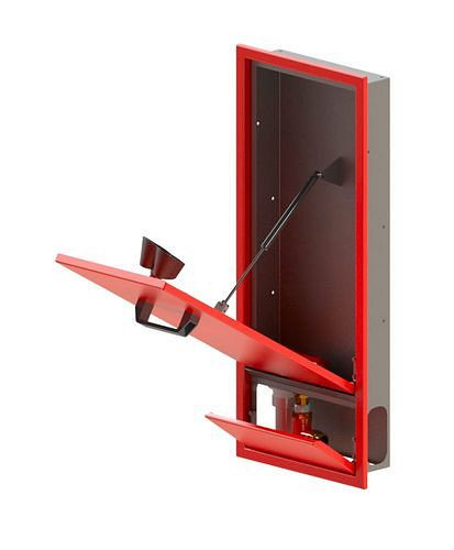 B-SAFETY Augendusche im Wandgehäuse, mit integrierter Selbstentleerung, rot, Wandmontage Unterputz, DVGW, 306258