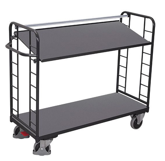 VARIOfit Etagenwagen mit 2 Holzböden, Außenmaße: 1.510 x 550 x 1.235 mm, RAL 7016 anthrazitgrau, sw-540.200/AG