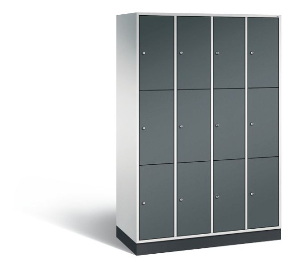 C+P Schließfachschrank Intro, 12 Fächer, H1950xB1220xT490 mm, Grau/Anthrazit, 8370-401 S10082