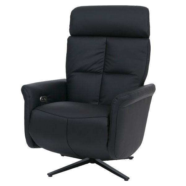 Mendler Relaxsessel HWC-L10, TV-Sessel Liegesessel, Liegefunktion drehbar, elektrisch verstellbar Voll-Leder, schwarz, 118798