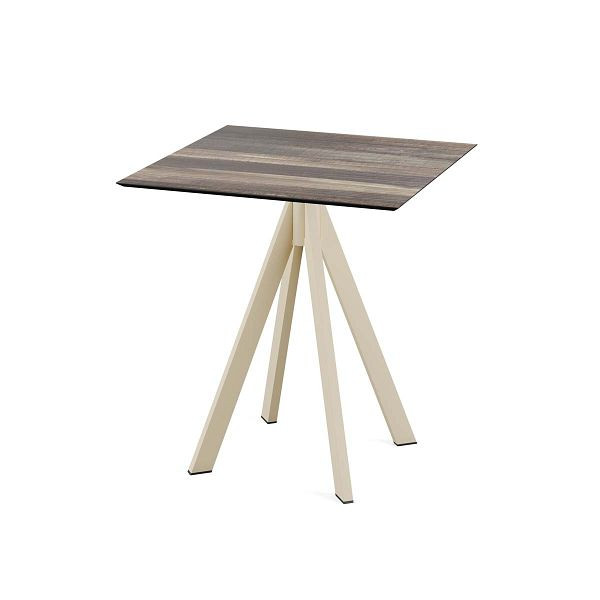 Feros Infinity Terrassentisch Sand gestell + Tropical Wood HPL 70x70 cm, 120031277