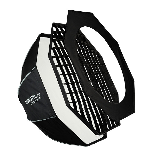 Walimex pro Studio Softbox Octagon 90cm, um 360° drehbar, einfacher Aufbau, inkl. Grid, Maske, 1023432