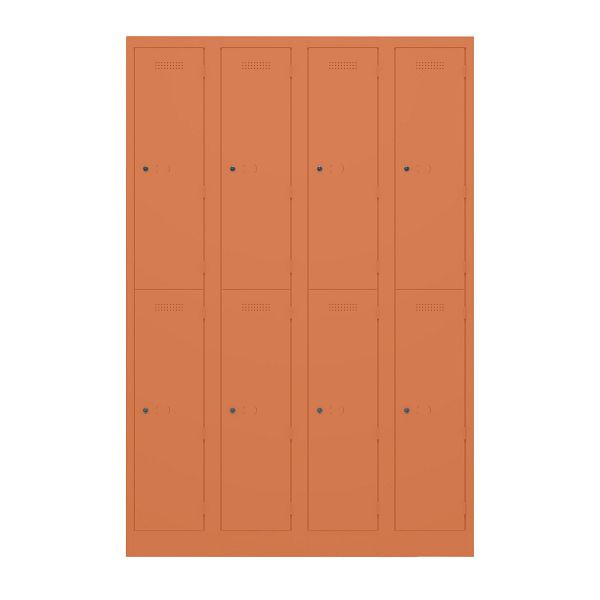 Bisley Garderobenschrank Primary Locker, 4 Abteile, je 2 Fächer, 603 orange, PL3050Q2603