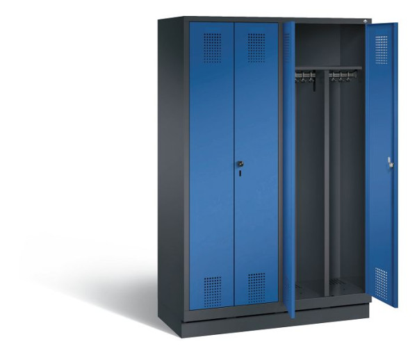 C+P Schwarz-Weiss-Spind Evolo, H1800xB1190xT500mm, Farbe: Schwarzgrau / Enzianblau, 48022-40 S10260