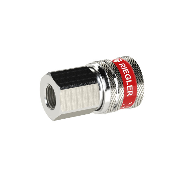 Riegler Sicherheitskupplung NW 7,8, Typ SEK, Messing vernickelt, G 3/8 IG, 129970
