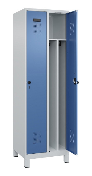 C+P Spind Evolo PLUS, mit Füßen, 2 Abteile, 1950x600x500mm, 7035/5023, Verschluss Drehriegel, 049010-20F S10008
