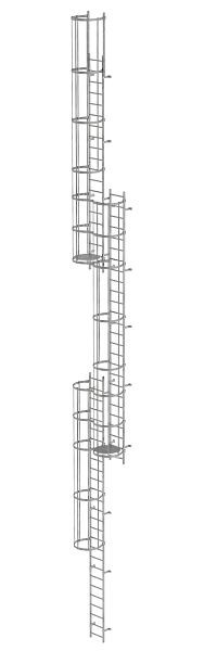 Munk Günzburger Steigtechnik Mehrzügige Steigleiter mit Rückenschutz (Notleiter) Stahl verzinkt 17,16m, 520255