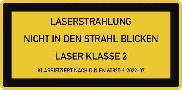 Moedel LASER KLASSE 2 DIN 60825-1, Textschild, Folie, 105x52 mm, 59708