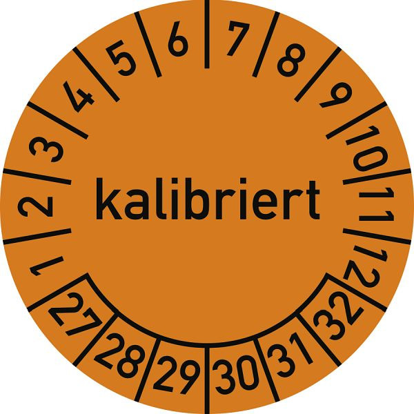 Moedel Prüfplakette kalibriert 2027 - 2032, Folie, Ø 15 mm, VE: 10 Stück/Bogen, 108240