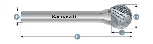 Karnasch Hartmetall-Frässtift unbeschichtet KUD/ HP-6 d1=8 / l2=6,0 / d2=6 / l1=52mm, VE: 3 Stück, 113034060