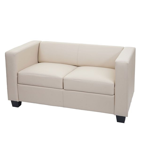 Mendler 2er Sofa Couch Loungesofa Lille, Kunstleder, creme, 14206+14244