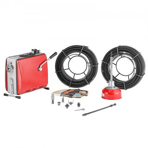 VEVOR Elektrische Rohrreinigungsmaschine, 500W, 1400U/min, 2x 20m & 5m Federkabel, 6 Schneider, für 50–110mm Rohre, XSGDQJJXS5002G4S5001V2