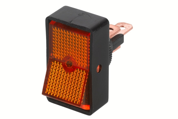 HELLA Schalter, S18, Kippbetätigung, Anschlüsse: 3, geschraubt, Ein/Aus Schalter/Wechsler, Bohrung-Ø: 12.5mm, gelb/orange, 6EH 004 407-022