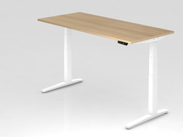 Hammerbacher Sitz-Steh-Schreibtisch elektrisch 180x80cm Eiche/Weiß, Rechteckform, VXBHM19/E/WW