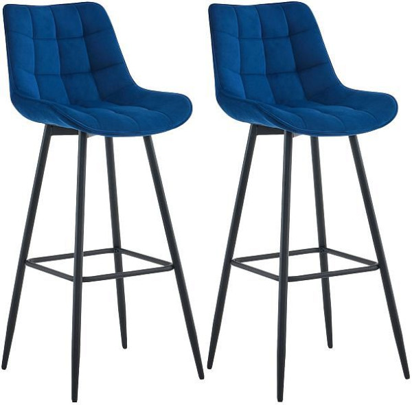 CLP Barhocker Dartford Samt, blau, VE: 2 Stück, 325342
