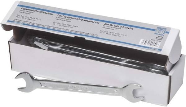 SW-Stahl Doppelgabelschlüsselsatz, 6-22 mm, 8-teilig, Kunststoffkassette, 01-110-WB