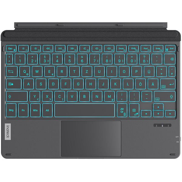 inateck Surface Go Tastatur für Surface Go 4 (2023), Surface Go 3/2/1 Gen, Bluetooth 5.3, 7-Farbige Hintergrundbeleuchtung, mit Touchpad, KB02028_gray