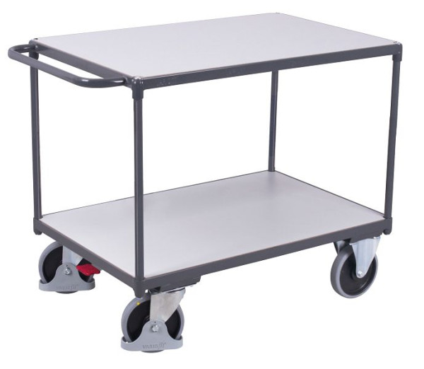 VARIOfit Schwerer ESD Tischwagen mit 2 Ladeflächen, Ladefläche: 850 x 500 mm, RAL 7024 graphitgrau, sw-500.562