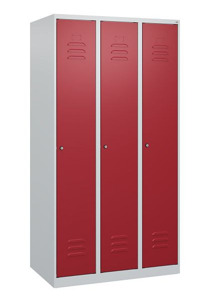 C+P Umkleidespind Classic PLUS mit Mitteltrennwand, 3 Abteile, 1700x900x500mm, 7035/3003, Zylinderschlösser, 0800007-30F S10014