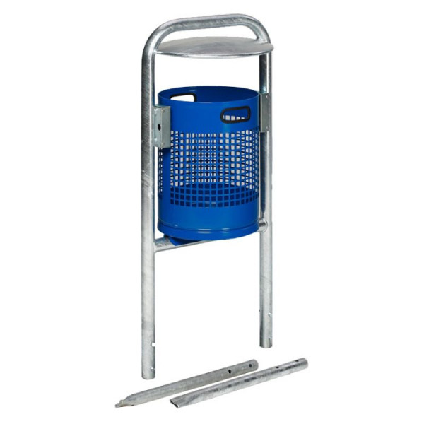 Stein HGS Abfallbehälter -Cubo Jorge- mit Rohrbogen und Dach, blau /zum Aufdübeln, 17295