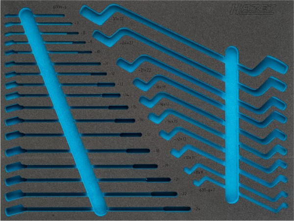 Hazet 2-Komponenten Weichschaum-Einlage, für 163-374/27, Abmessungen / Länge: 519 mm x 392 mm Ordnungssystem Größe: 3/3+ (519 x 392 mm), 163-374L