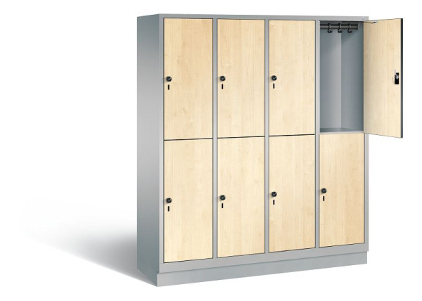 C+P Spind doppelstöckig Evolo, H1800xB1590xT500mm, Farbe: Weißaluminium / Dekor Donau-Ahorn, 48320-42 S10415