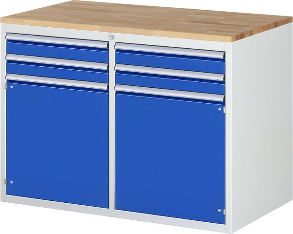 RAU Schubladenschrank 7000, B1145xT650xH825mm, li: Schubladen 2x90mm, Flügeltür, re: Schubladen 2x90mm, Flügeltür, Buche-Massiv, 03-LL5.7.7A-B.11