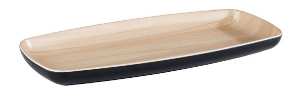 APS Tablett -FRIDA-, 36 x 16,5 cm, Höhe: 3 cm, Melamin, innen: Holzoptik, außen: schwarz, 84655