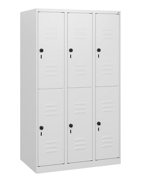 C+P Doppelstöckiger Spind Classic PLUS, 3 Abteile, 1530x900x500mm, 9016/9016, Drehriegel, 0803005-30 S10012