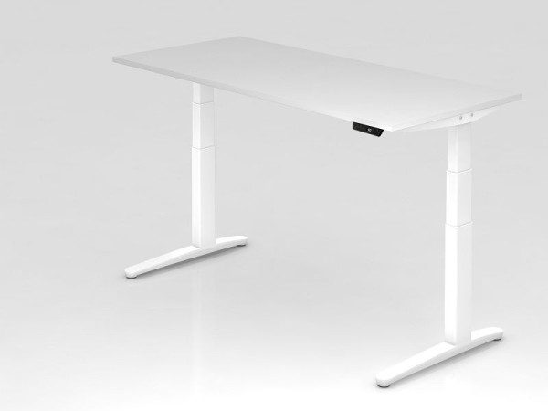 Hammerbacher Sitz-Steh-Schreibtisch elektrisch 180x80cm Weiß/Weiß, Rechteckform, VXBHM19/W/WW