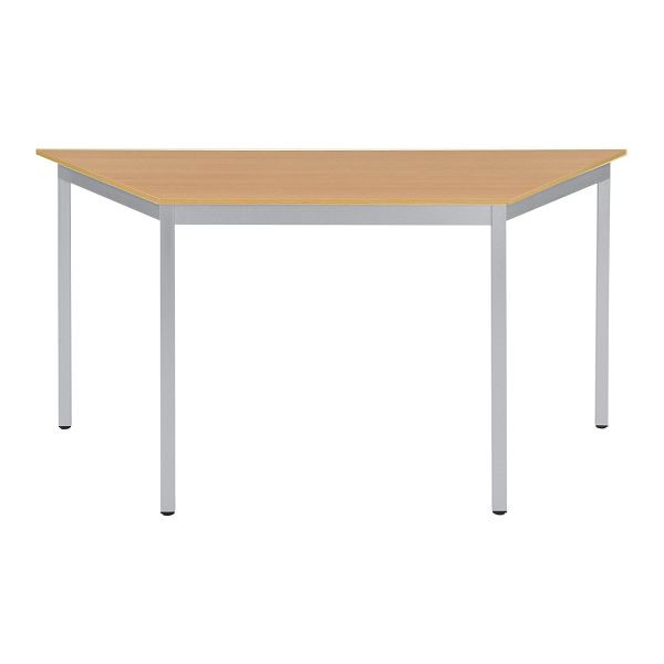 Bisley Mehrzwecktisch, Trapezförmig, Breite 1400 mm, Tiefe 700 mm, 19mm Tischstärke, 300 aluminium x BC buche, MTT1407BC300