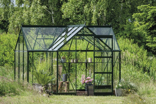 Halls ICON Gardenhouse 6, 8.6 m² Grün mit 3 mm Sicherheitsglas, HR01194